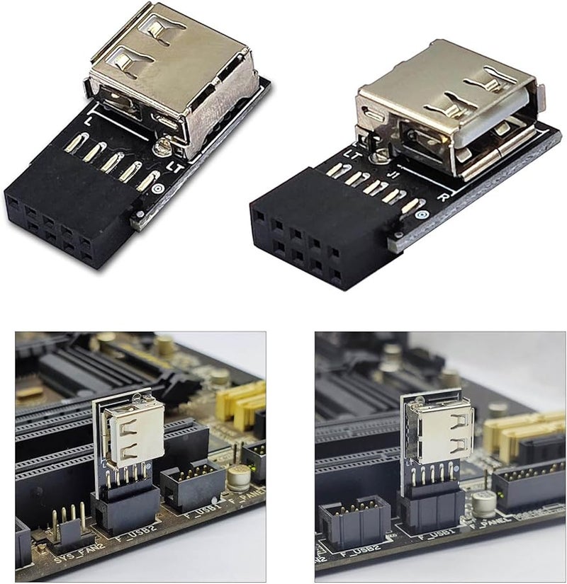 USB 2 0 A Female to 9 Pin Internal Port Expansion Adapter Right Side Color - Image 2